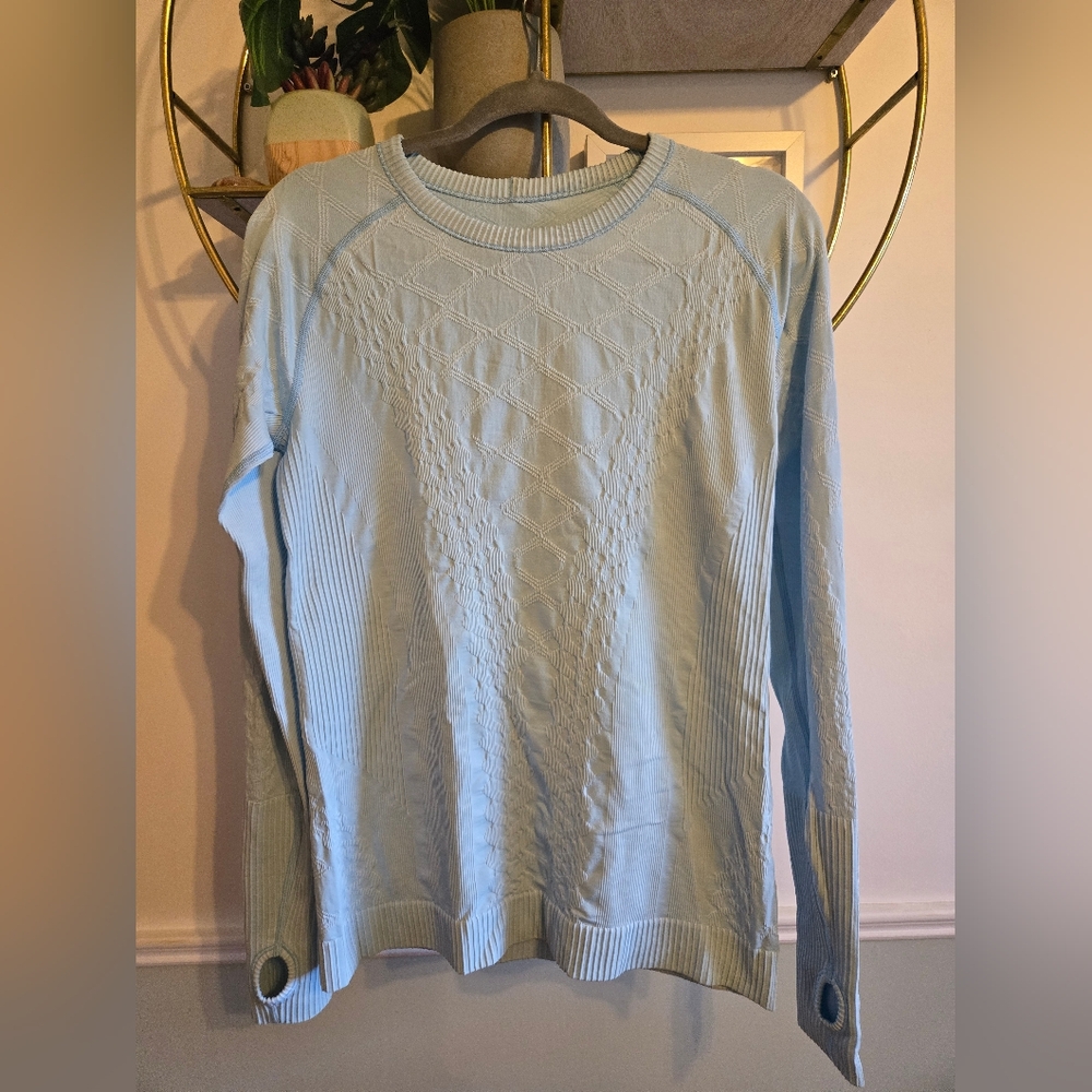lululemon athletica Long Sleeve Knit Top in Light Blue